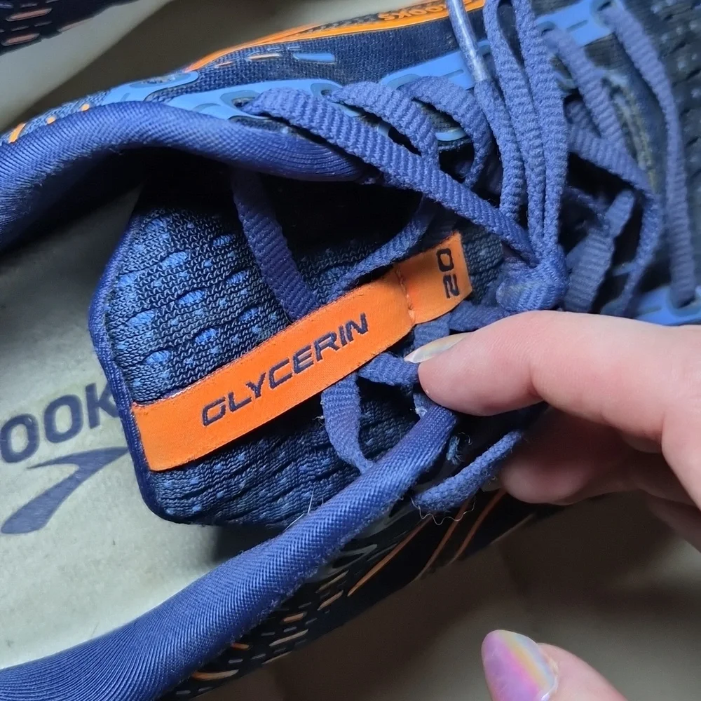 Men's Athletic Running Shoes - Navy with Orange Accents 10.5